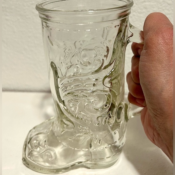 Tall Glass Mug Vintage Cowboy Cowgirl mug with handles Clear glass. Milk Mug - Picture 2 of 6